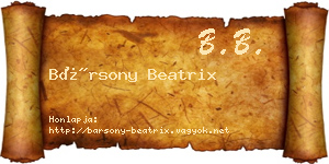 Bársony Beatrix névjegykártya