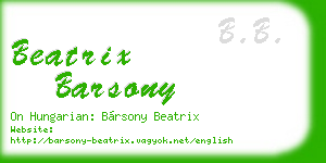 beatrix barsony business card