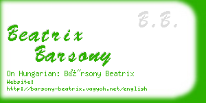 beatrix barsony business card